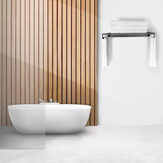 Wall Mounted Towel Rack • Saccio Metal Towel Rail • Modern Bathroom Storage