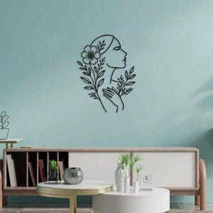 Abstract Woman Metal Wall Art: Minimalist Line Decor