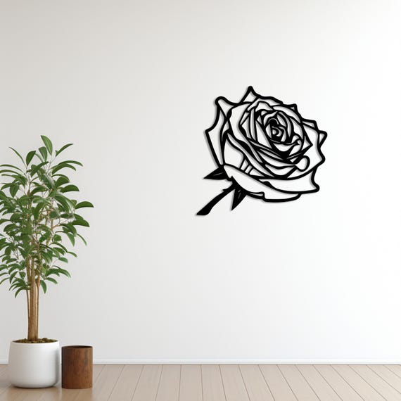 Metal Rose Wall Art – Modern 3D Floral Design, Elegant Home & Living Room Decor