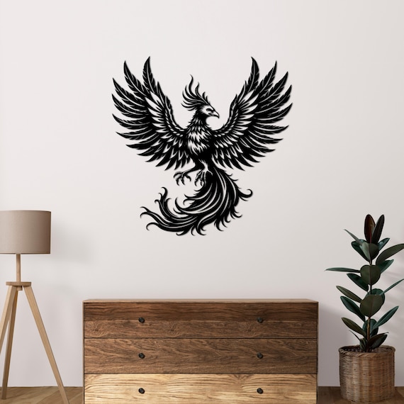 Phoenix Metal Wall Art • Rising Phoenix Decor • Symbol of Strength & Rebirth • Mythical Bird Wall Sculpture • Modern Home Gift