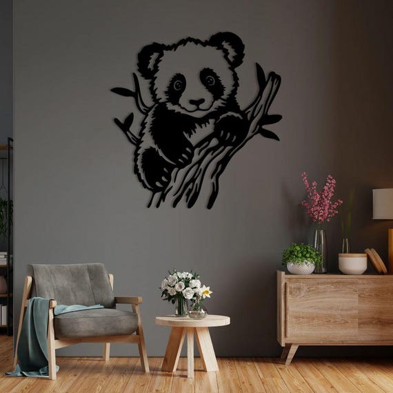 Panda Metal Wall Art – Modern 3D Design for Home & Living Room