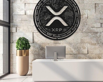 XRP Coin Metal Wall Art, Crypto Coin Wall Decor, Bitcoin Wall Art, Cryptocurrency Gift, Blockchain Wall Sign, Modern Crypto Home Decor