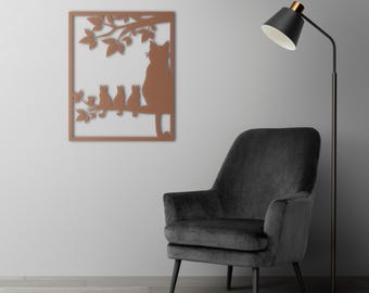 Family Metal Wall Art, Silhouette Design, Tree Branch Decor, 3D Wall Hanging