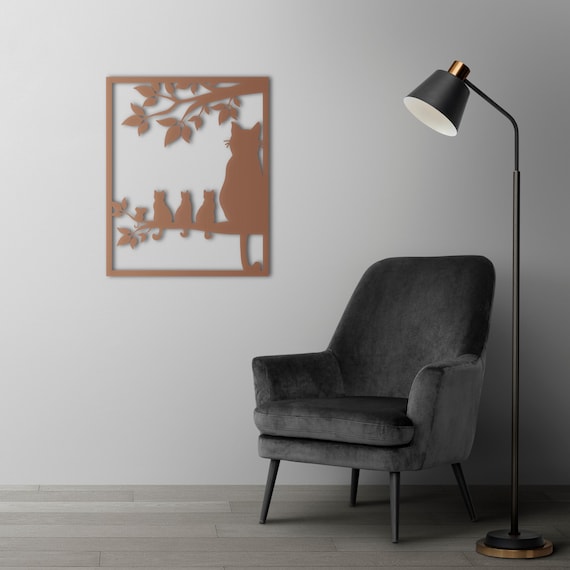 Family Metal Wall Art, Silhouette Design, Tree Branch Decor, 3D Wall Hanging