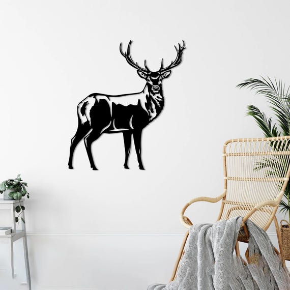 Majestic Deer Metal Wall Art: Wildlife Silhouette Decor