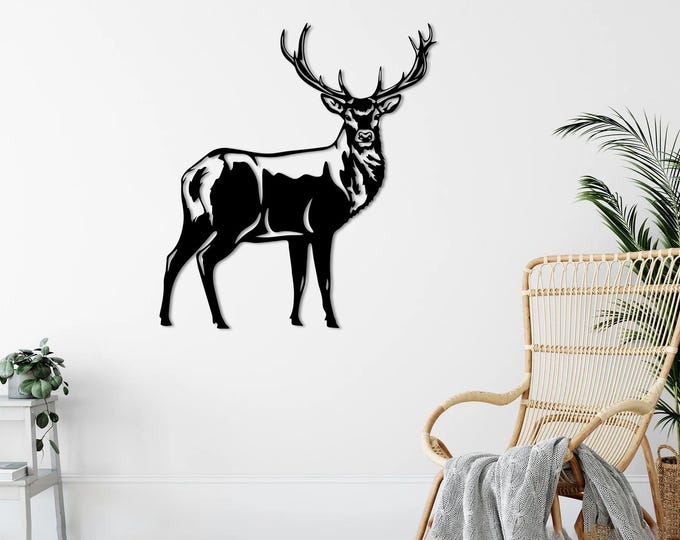 Majestic Deer Metal Wall Art - Realistic Stag Silhouette - Nature Inspired Metal Decor for Home or Lodge