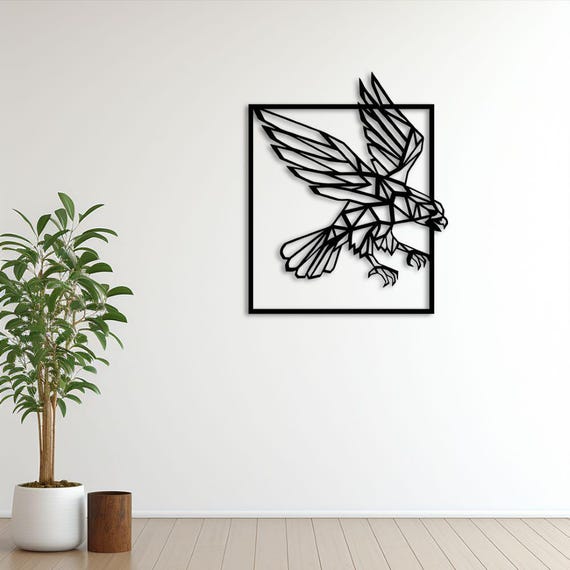 Geometric Eagle Metal Wall Art: Modern Silhouette Decor