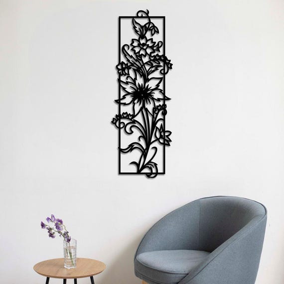 3D Metal Floral Wall Art: Modern Botanical Panel