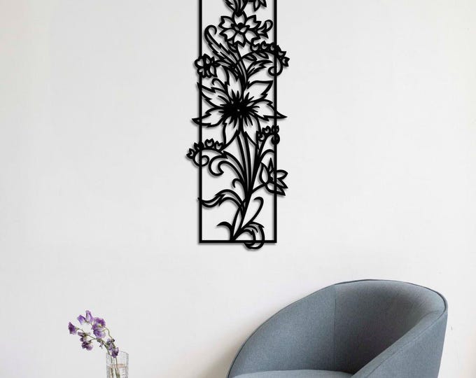 Metal Wall Art Decor, 3D Floral Design Panel, Modern Botanical Hanging Decoration for Home or Office