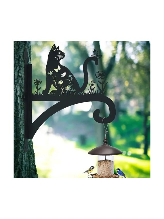 Decorative Metal Cat Wall Hook – Black Cat Silhouette Hanger – Modern Wall Mounted Key Rack – Cat Lover Gift – Home or Office Decor