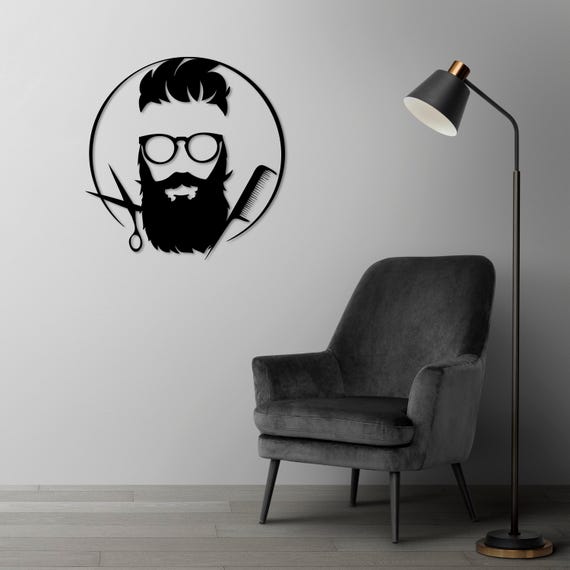 Barber Metal Wall Art – Beard Decor, Barber Shop Sign, Hair Salon Wall Hanging, Grooming Room Decoration, Unique Gift Idea