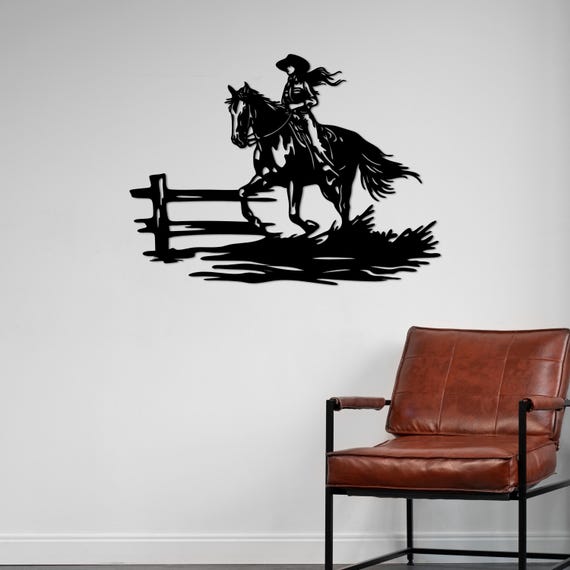 Horse Metal Wall Art, Wild Freedom Design, Rustic Western Home Decor
