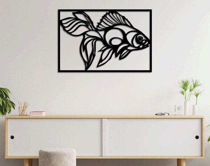 Fish Metal Wall Art - Modern Nature-Inspired Wall Panel - Ocean Theme Decorative Wall Hanging