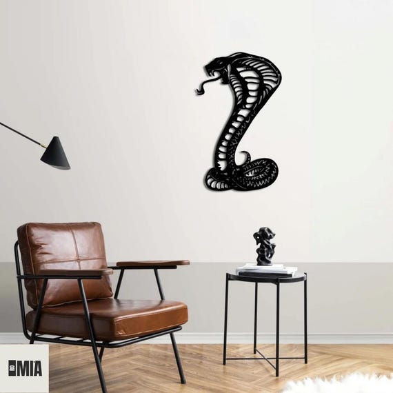 Metal Cobra Snake Wall Art, Modern Home Decor, Striking Wall Accent