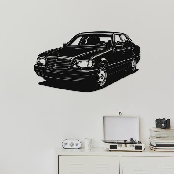 Mercedes W140 Metal Wall Art | Classic Car Wall Decor | Automotive Metal Art |