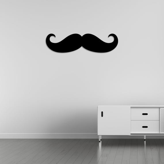 Mustache Metal Wall Art – Fun Home Decor, Man Cave Sign, Barber Shop Decoration, Black Wall Accent, Retro Wall Art