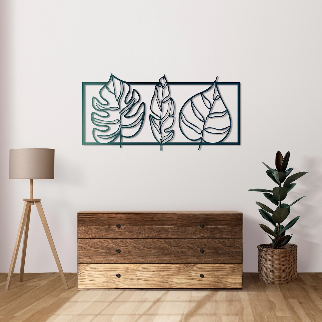 3-piece Tropical Leaves Metal Wall Art - Modern Botanical Wall Decor ...