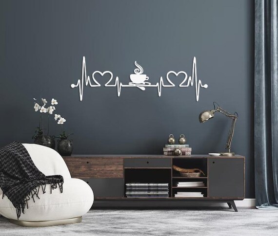 Coffee Bar Metal Wall Art: Rustic Kitchen Decor Sign