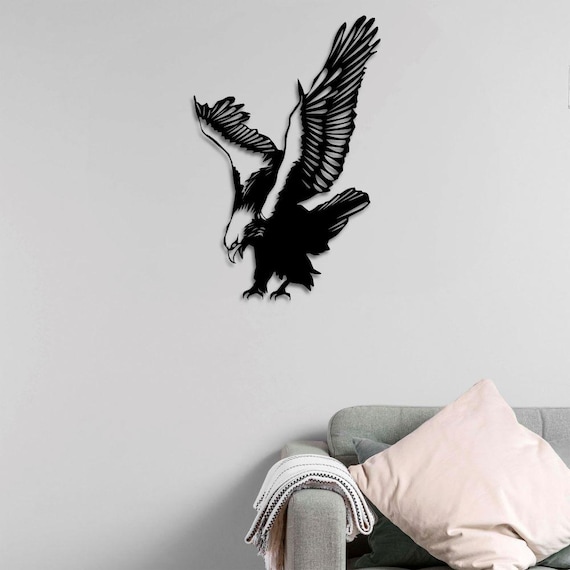 Metal Eagle Wall Art: 3D Flying Bird Silhouette, Modern Decor