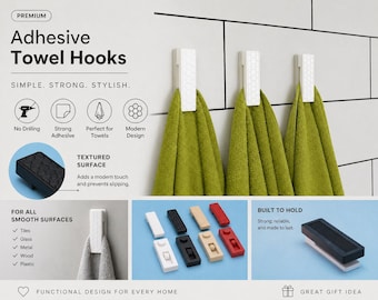 Gancho adhesivo minimalista para toallas, soporte de pared sin taladro, organizador para cocina y baño.