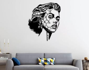 Romia Modern Geometric Portrait Wall Art – Metal Face Silhouette, Contemporary Home Decor