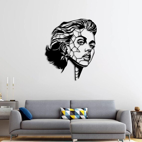 Romia Modern Geometric Portrait Wall Art – Metal Face Silhouette, Contemporary Home Decor