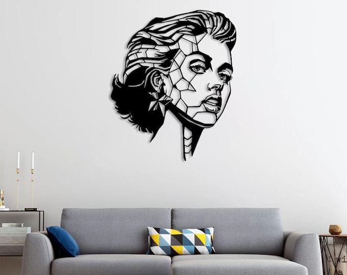 Romia Modern Geometric Portrait Wall Art – Metal Face Silhouette, Contemporary Home Decor