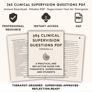 365 Clinical Supervision Questions PDF Vol. 2 | Reflective Therapy Journal | Supervision Prompts for Therapists & Students