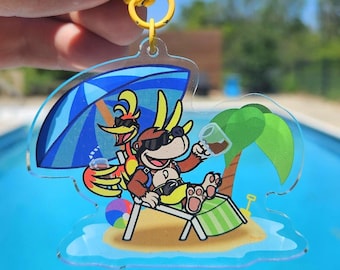 Bear 'n' Bird on Vacation - Keychain/Charm