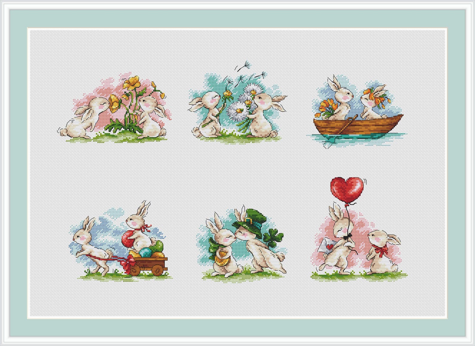 Spring Rabbits Cross Stitch Pattern, Easter Cross Stitch Pattern, St ...