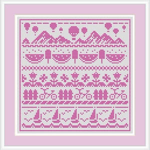 Easy Cross Stitch Pattern Summer Cross Stitch Pattern Sampler Cross Stitch Pattern Flowers Cross Stitch Chart Digital Download PDF File