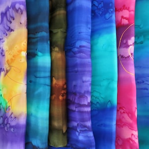 Hand Dyed Silk Fabric Pieces in Assorted Colors image 1