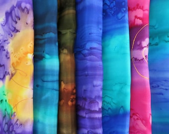 Hand Dyed Silk Fabric Pieces in Assorted Colors