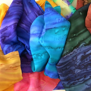 Hand Dyed Silk Fabric Pieces in Assorted Colors image 2