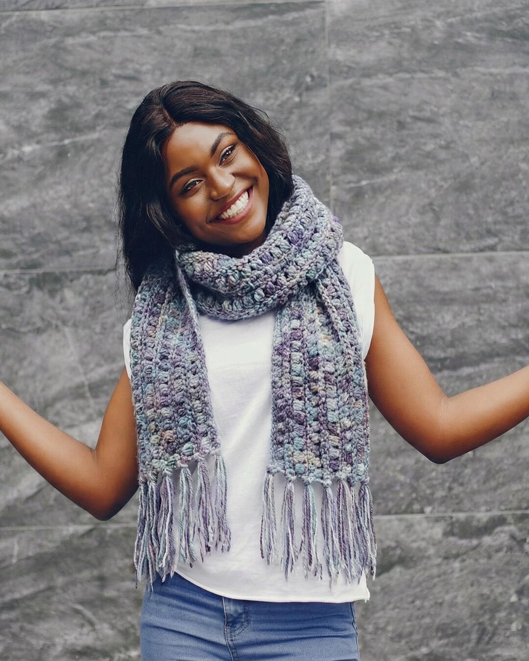 Pebble Puff Crochet Scarf Pattern, Beginner Textured Stitch PDF (US ...