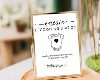 Onesie Decorating Station, Minimalist Baby Shower Activity, Decorate a Baby Outfit Sign, Special Onesie Sign, Bundle Of Joy, Baby Shower