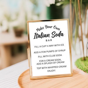 Italian Soda Bar Sign, Make Your Own Italian Soda Sign, Graduation, Wedding, Summer, Italian Cream Soda Sign