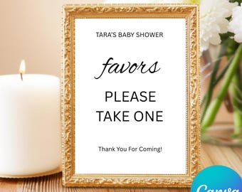 Baby Shower Favors Sign Template, Minimalist Baby Shower Thank You Sign, Modern Please Take One Sign, Printable Favors Sign for Baby Shower