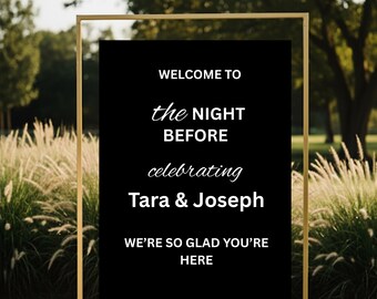 The Night Before Welcome Sign Template Black Editable Rehearsal Dinner Welcome Sign Printable Minimalist DIY Welcome Sign Instant Download