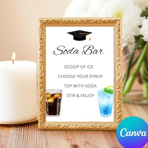 Graduation Soda Bar Sign, Minimalist Table Sign, Mocktail Menu Sign, Printable Grad Decor, Instant Download, Non Alcoholic Drinks