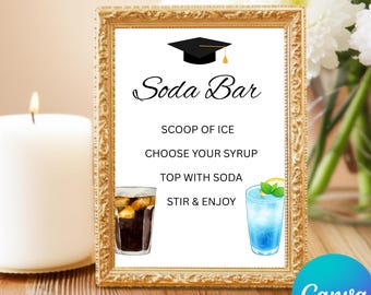 Bord afstuderen frisdrankbar, minimalistisch tafelbord, mocktailmenubord, afdrukbaar grad-decor, instant download, niet-alcoholische dranken