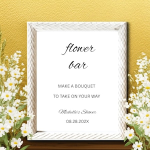 Flower Bar Sign, Modern Minimalist Bridal Shower Sign, Floral Baby Shower Sign, Build Your Bouquet, Bouquet Bar, Canva