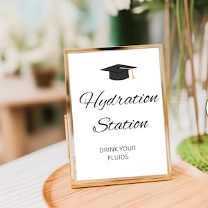 Hydration Station Drink Graduation Sign Printable Modern Graduation Party Party Drink Table Sign Instant Download Canva Template