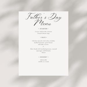 Modelo de menu para o dia dos pais. Modelo de menu para o brunch do dia dos pais. Download para o dia dos pais. Modelo para impressão do dia dos pais. Modelo DIY editável