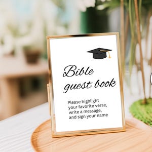 Bible Guest Book Sign For Graduation. Highlight Your Favorite Bible Verse Signage. Editable Grad Party Decor, Canva Template