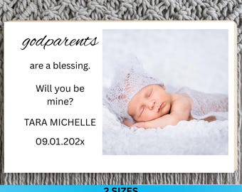 Will You Be My Godparents Proposal Card Template, Printable Minimal Photo Godparent Card, Editable Modern Baptism Proposal, Instant Download
