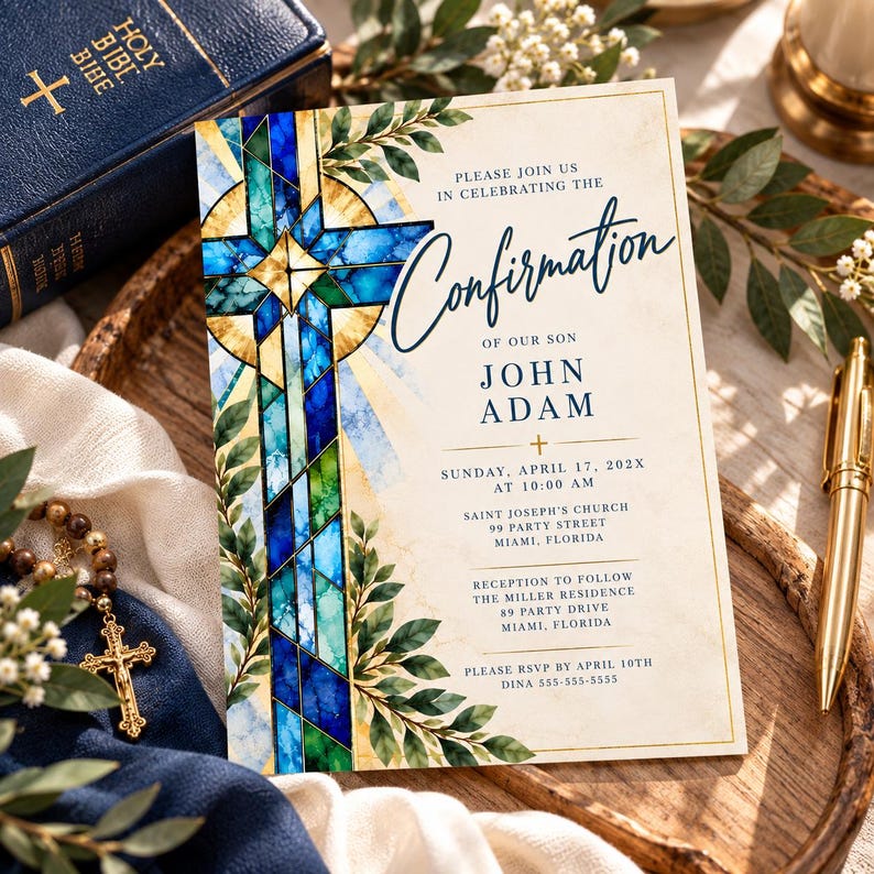 Confirmation Invitation, Catholic Confirmation Invite, Instant Download ...