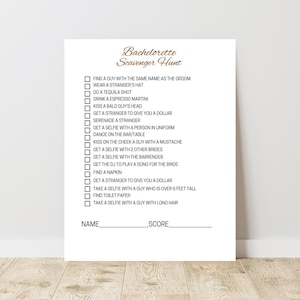 Bachelorette Party Games Scavenger Hunt, Hen Party Game, Bridal Scavenger, Minimal Bachelorette, Editable Template, Instant Download