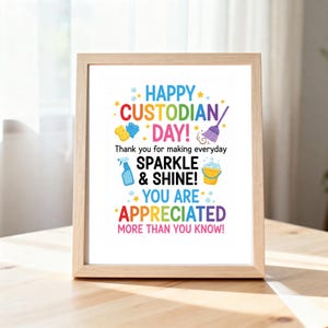 Editable Custodian Day sign printable / Custodian day appreciation sign / Custodian day thank you poster Custodian day gift Custodian gifts