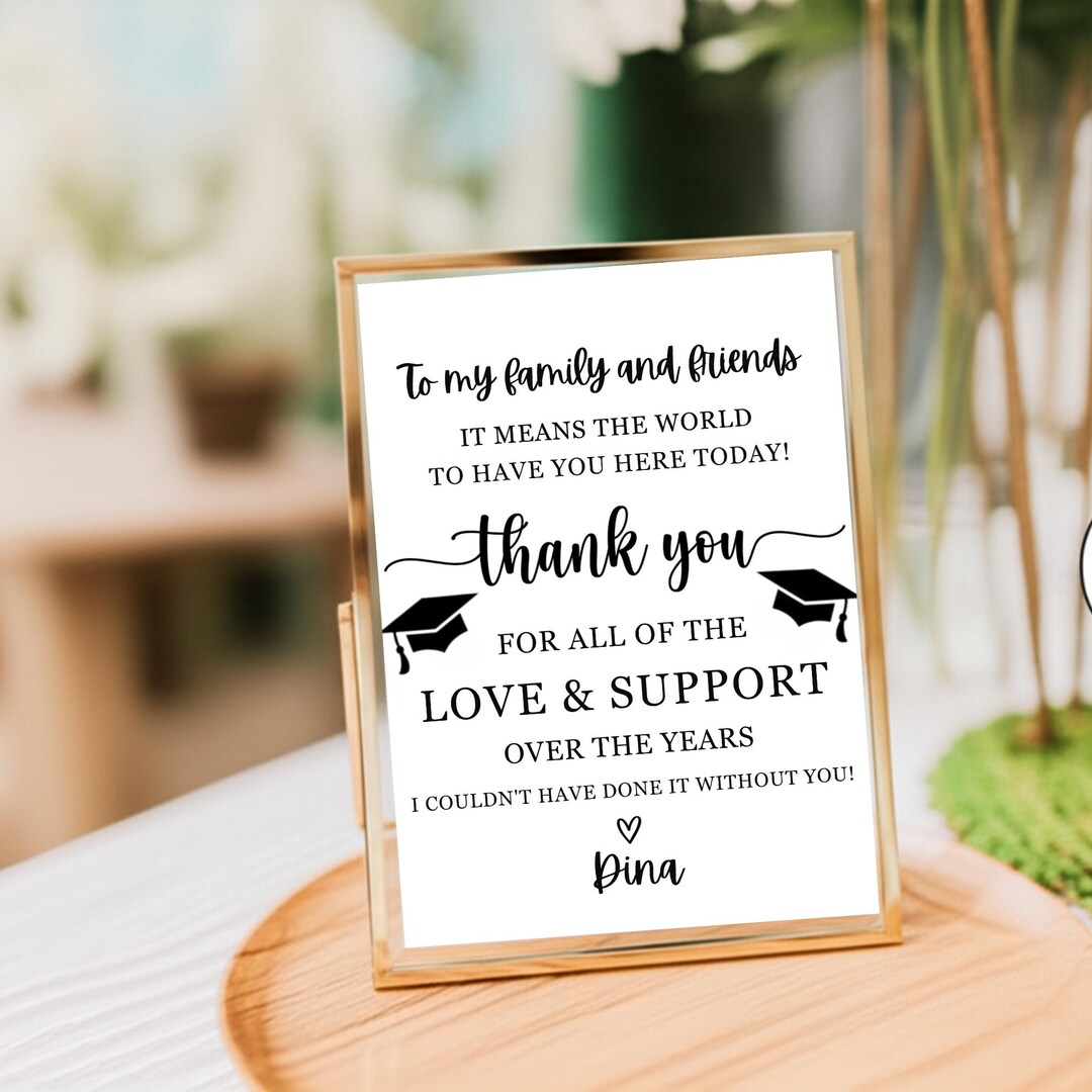 To My Family and Friends Graduation Printable 8x10 Thank You Sign ...